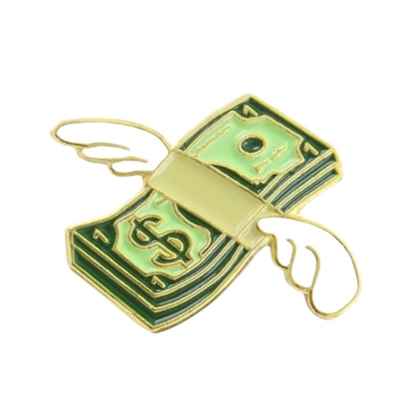 Jewelry - NEW Cash Money Flying Angel Wing Enamel Pin Brooch